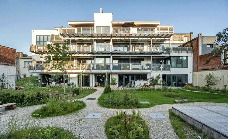 The InDruk cohousing building and its shared garden